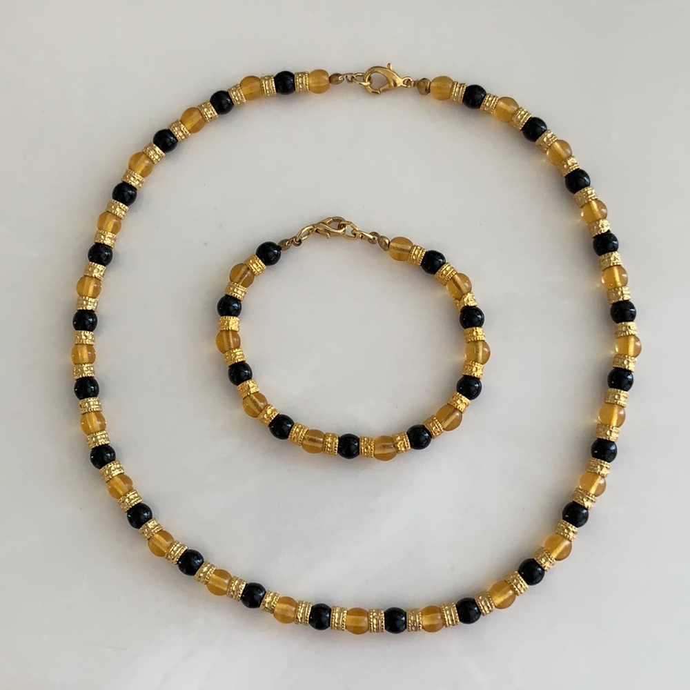 Murano Hand Blown Glass Bead Necklace & Bracelet
